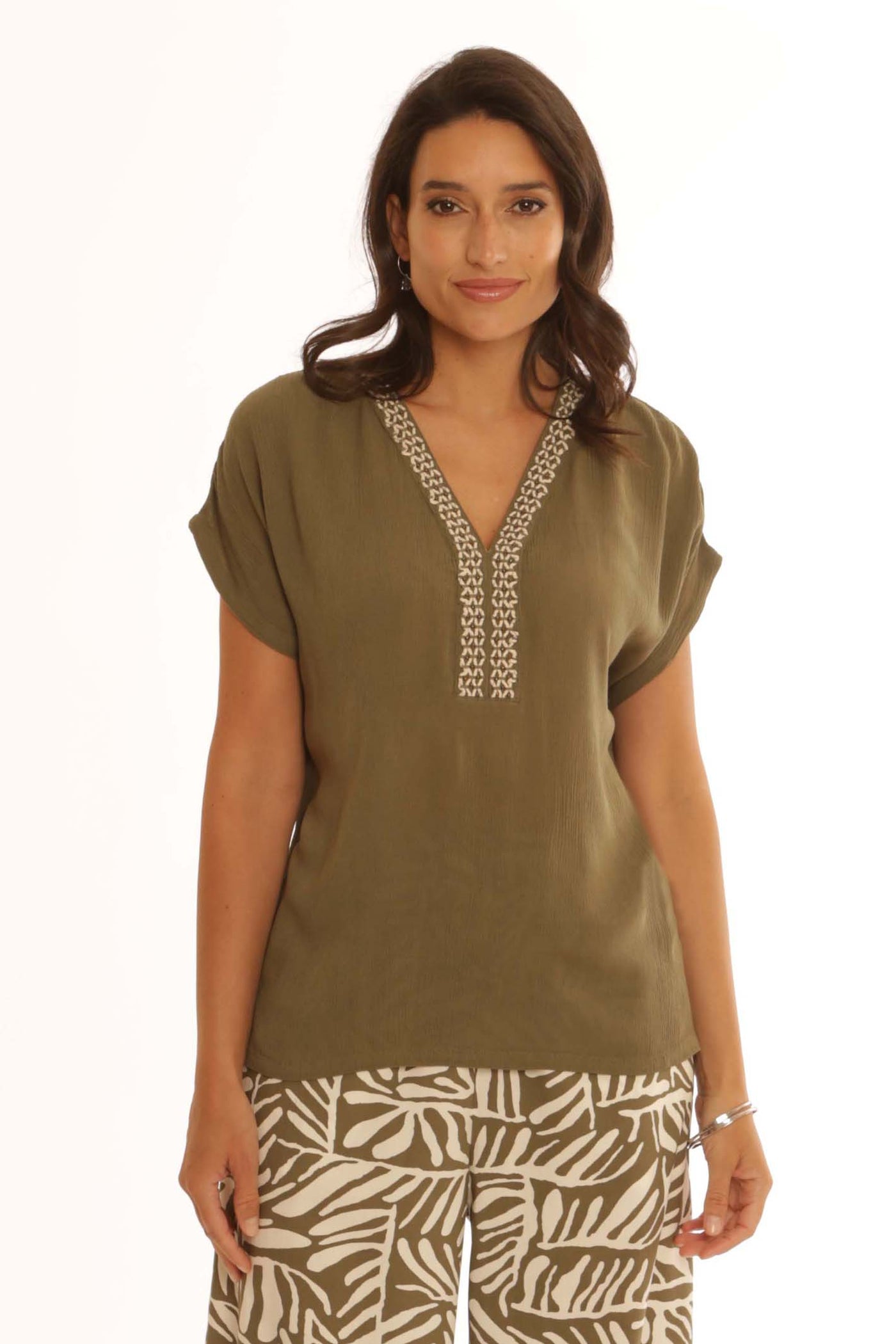 Pomodoro Clothing Solid Criss Cross Top 72511