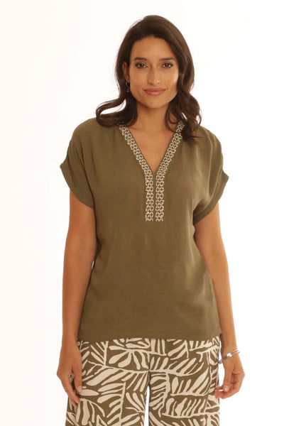 Pomodoro Clothing Solid Criss Cross Top 72511
