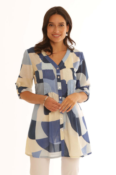 pomodoroclothingabstractlongshirt52500blue