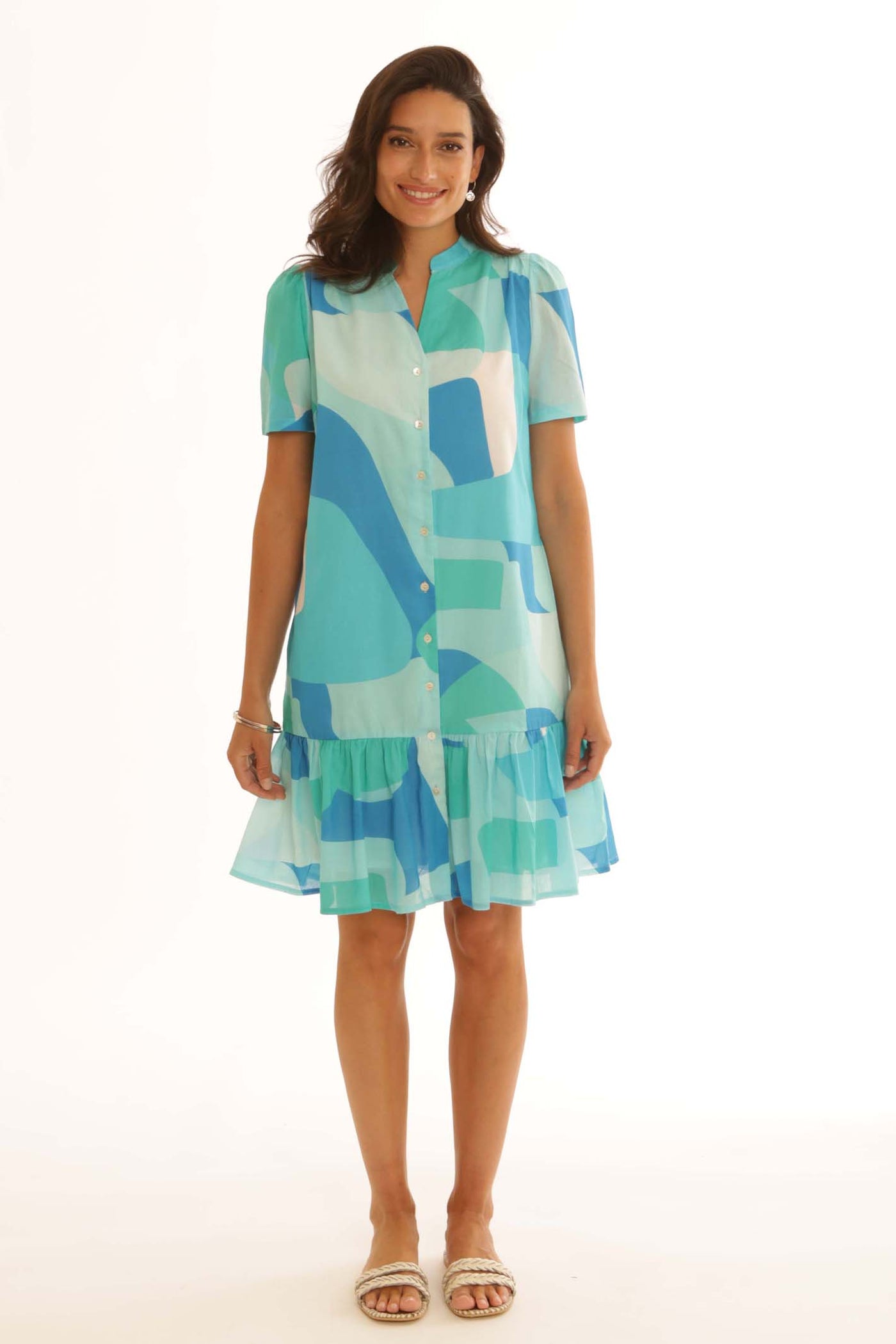 pomodoroclothingabstractshortdress52501turquoise