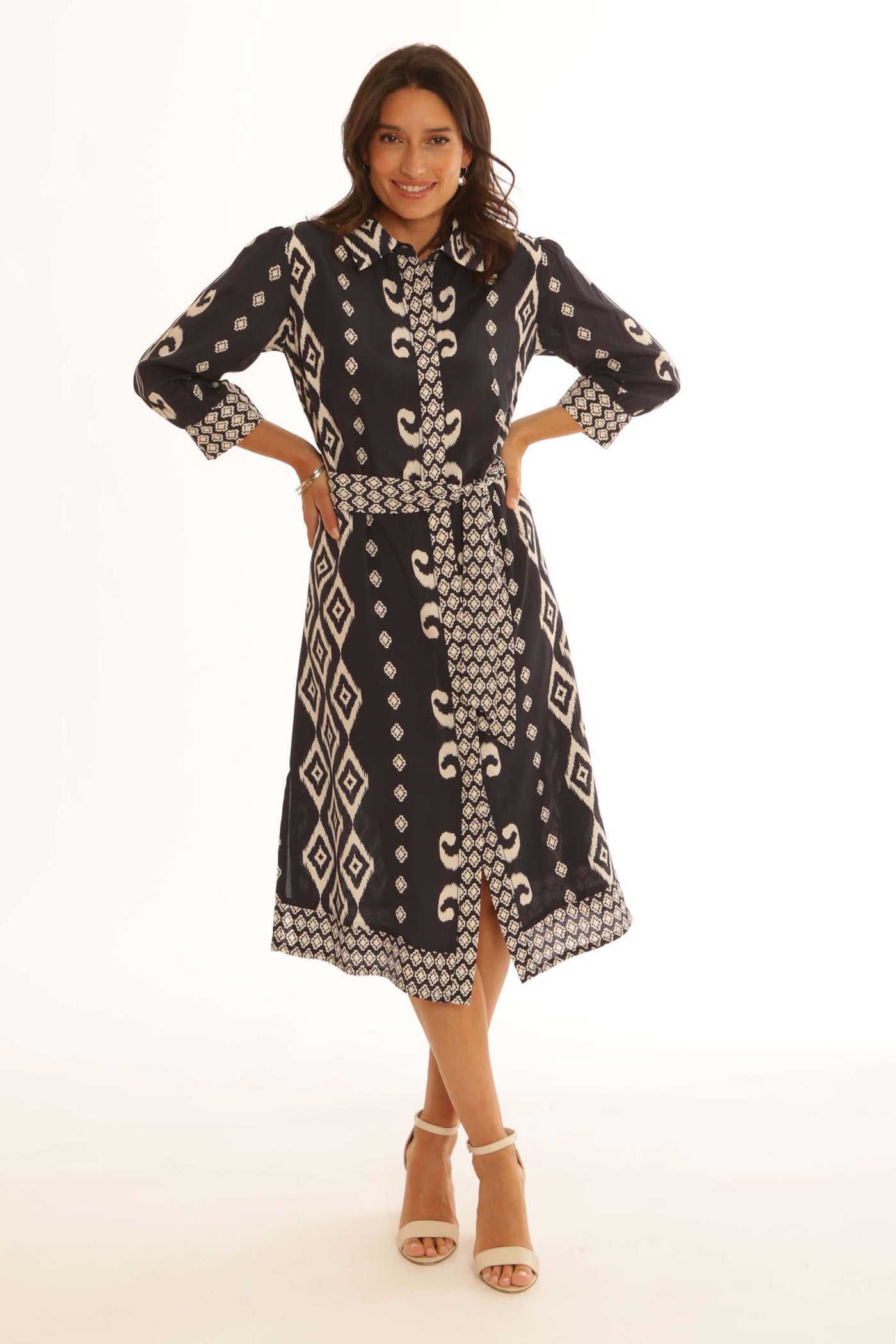 pomodoroclothingaztekstripedress72506navy