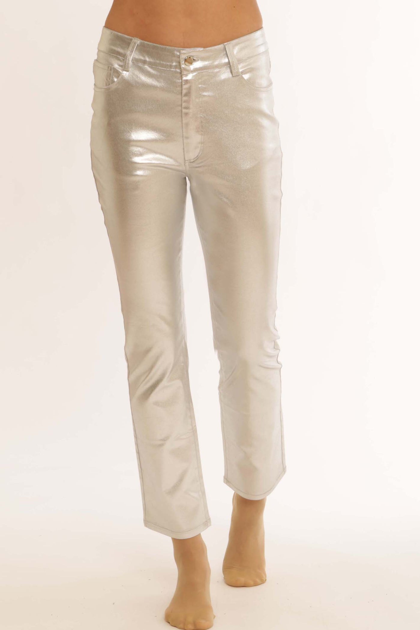 pomodoroclothingcoatedjeans52458silver