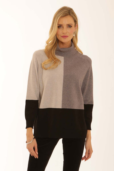 pomodoroclothingcolourblockrollneck12562silver