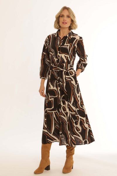 pomodoroclothingcontourshirtdress92458brown