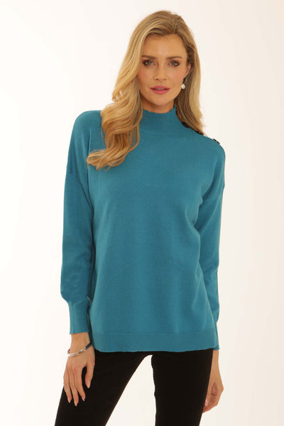 pomodoroclothingcontrastbuttonjumper12560turquoise