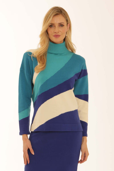 pomodoroclothingdiagonalcolourblockjumper12561blue