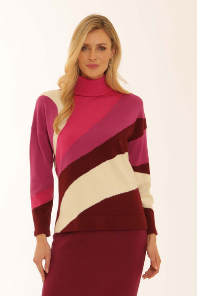 pomodoroclothingdiagonalcolourblockjumper12561pink