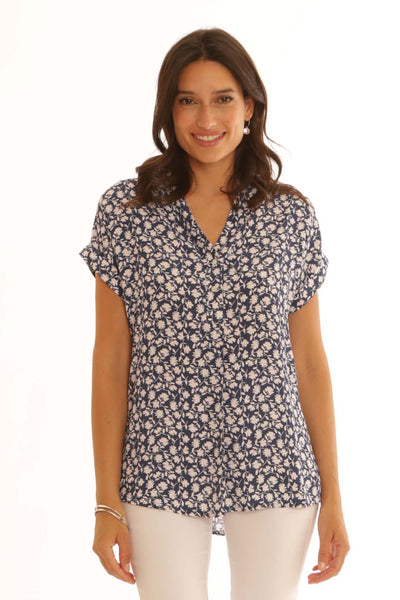 pomodoroclothingditsyblouse62516navy