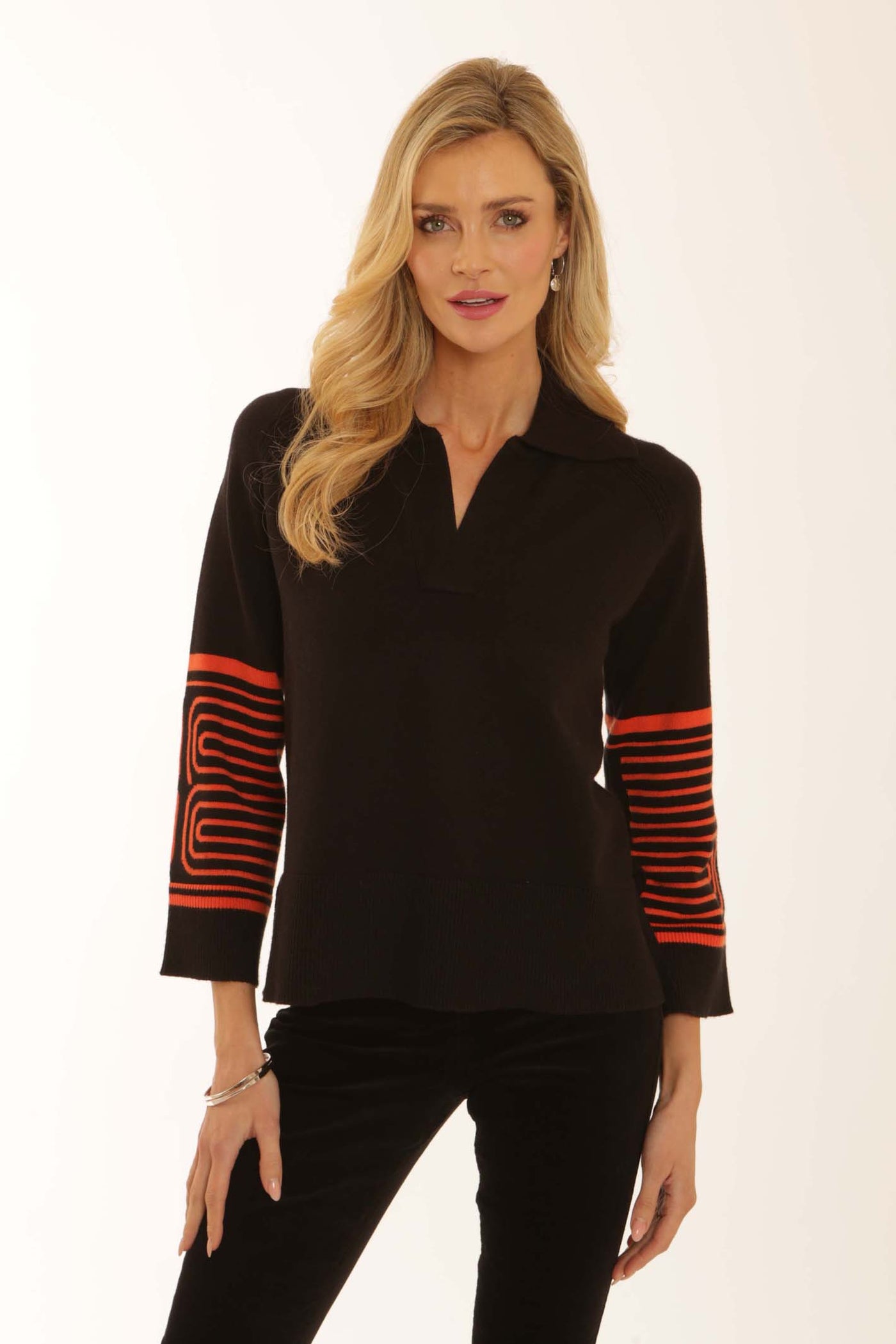 Pomodoro Clothing Jacquard Sleeve Jumper 12556