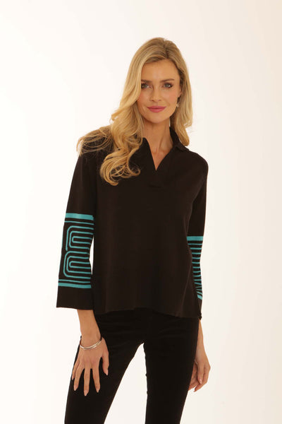 Pomodoro Clothing Jacquard Sleeve Jumper 12556