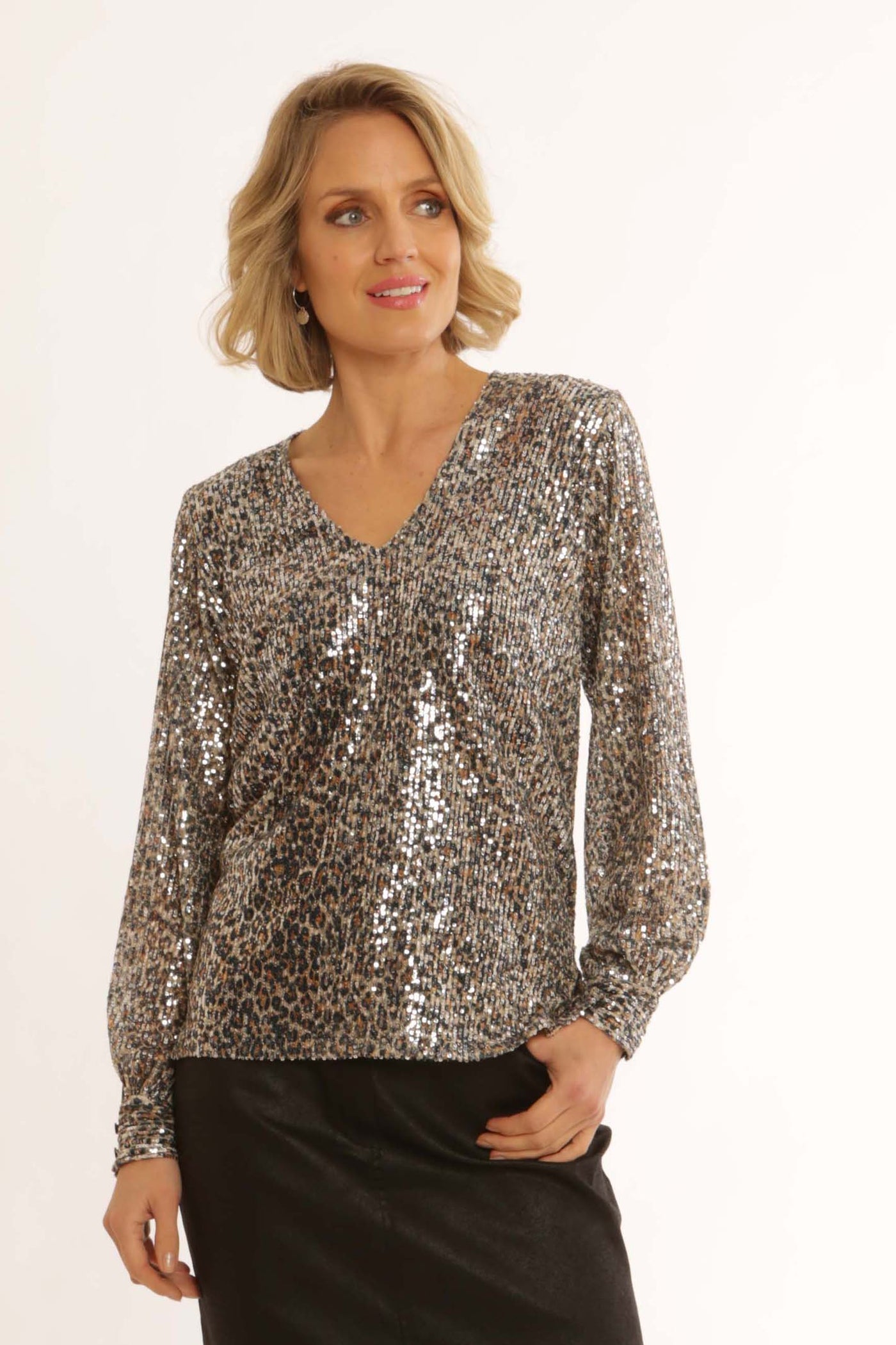 pomodoroclothingleopardsequinblouse62451Ablack