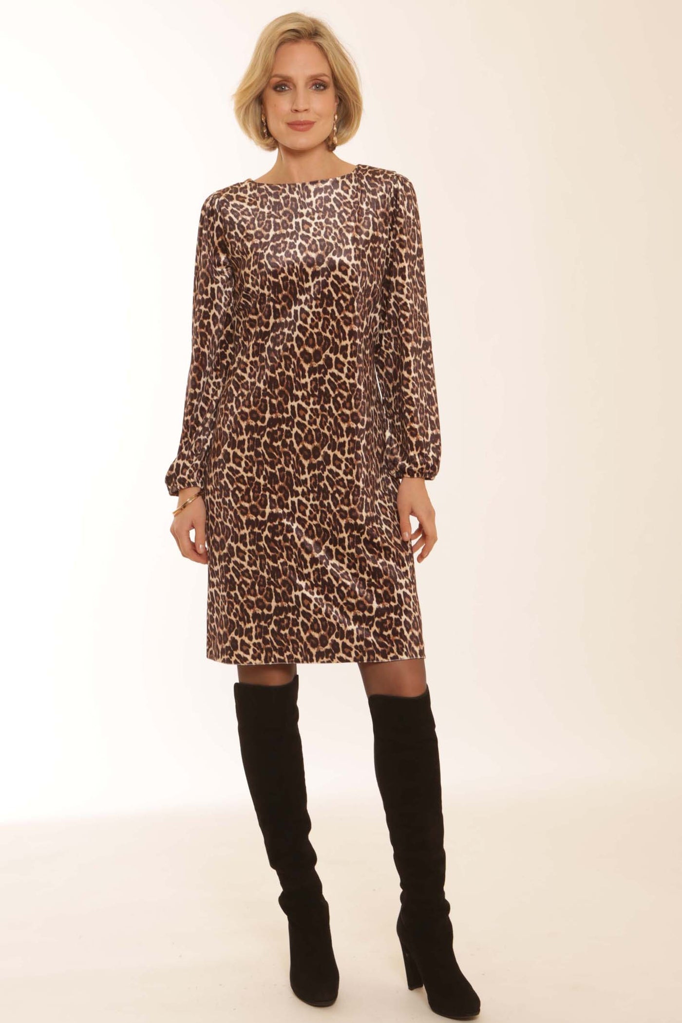 pomodoroclothingleopardvelourdress52371brown