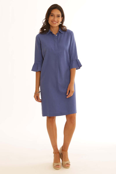 pomodoroclothinglinendresswithfrillsleeve22506blue