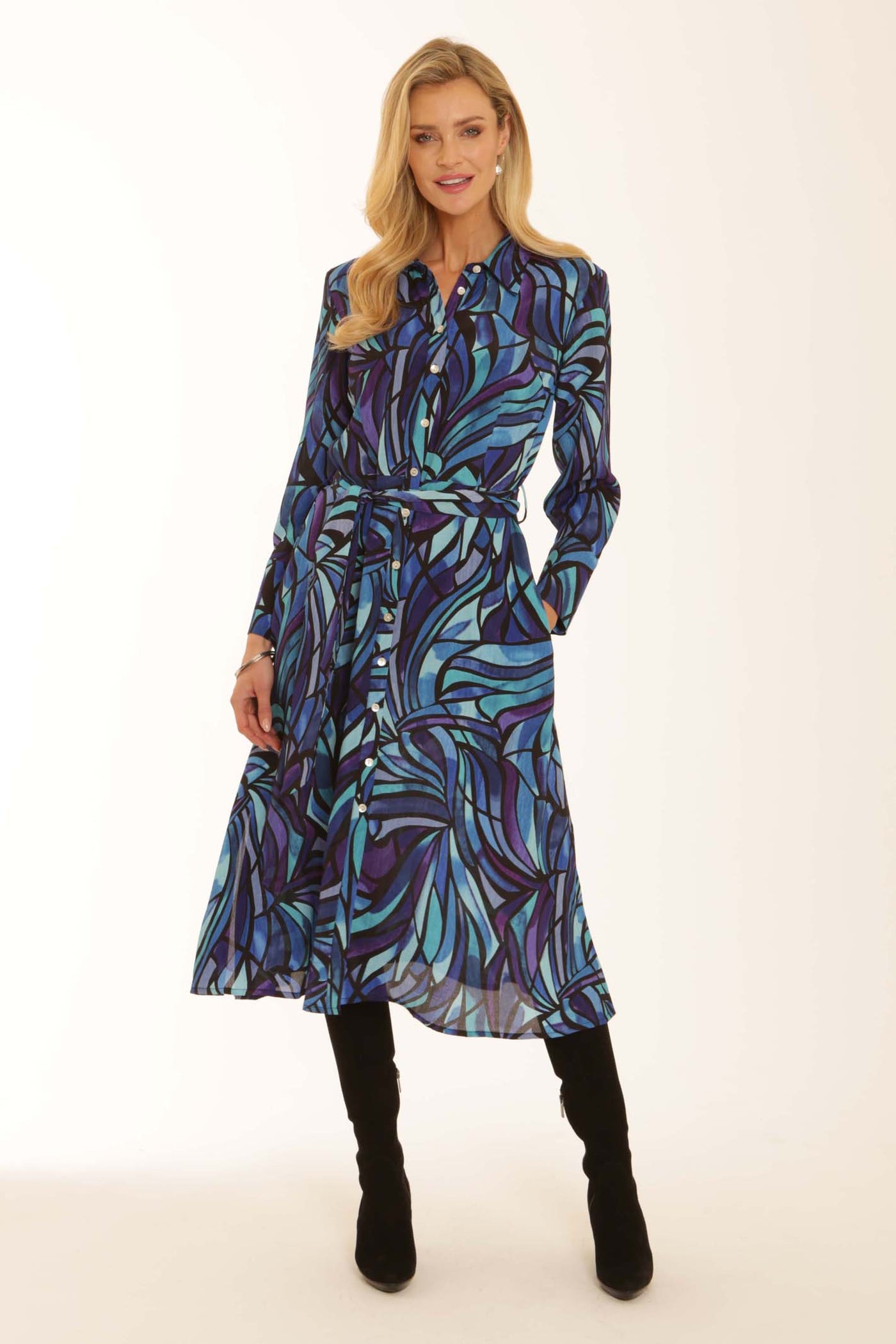 pomodoroclothingmosaicshirtdress62553blue