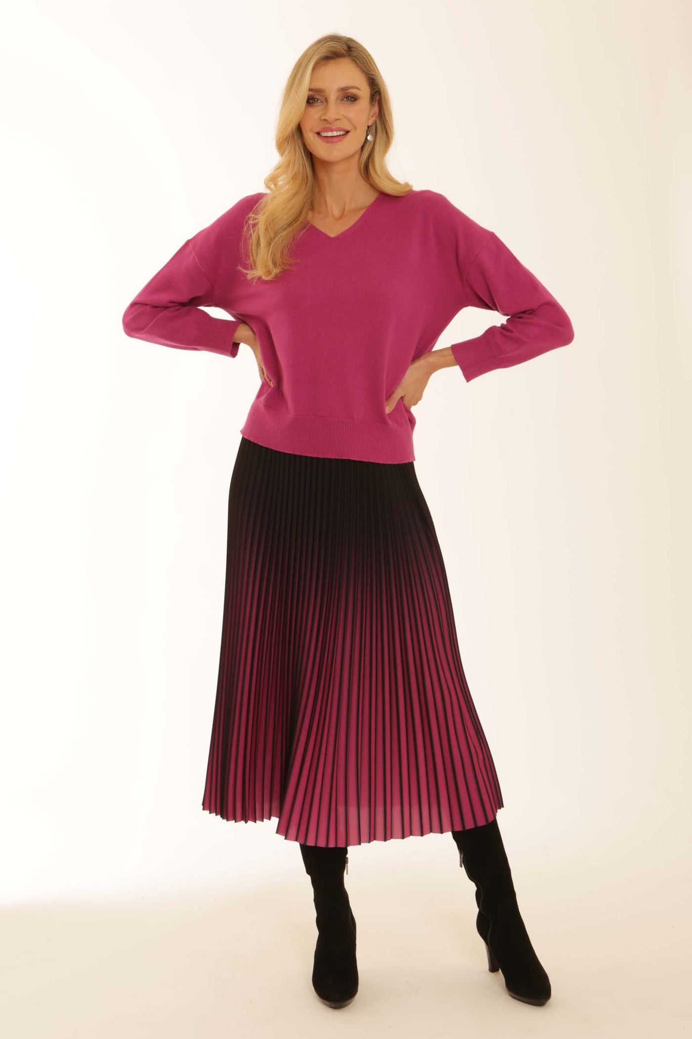 pomodoroclothingombrepleatedskirt52551pink