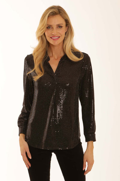 pomodoroclothingsequinstretchshirt32560black