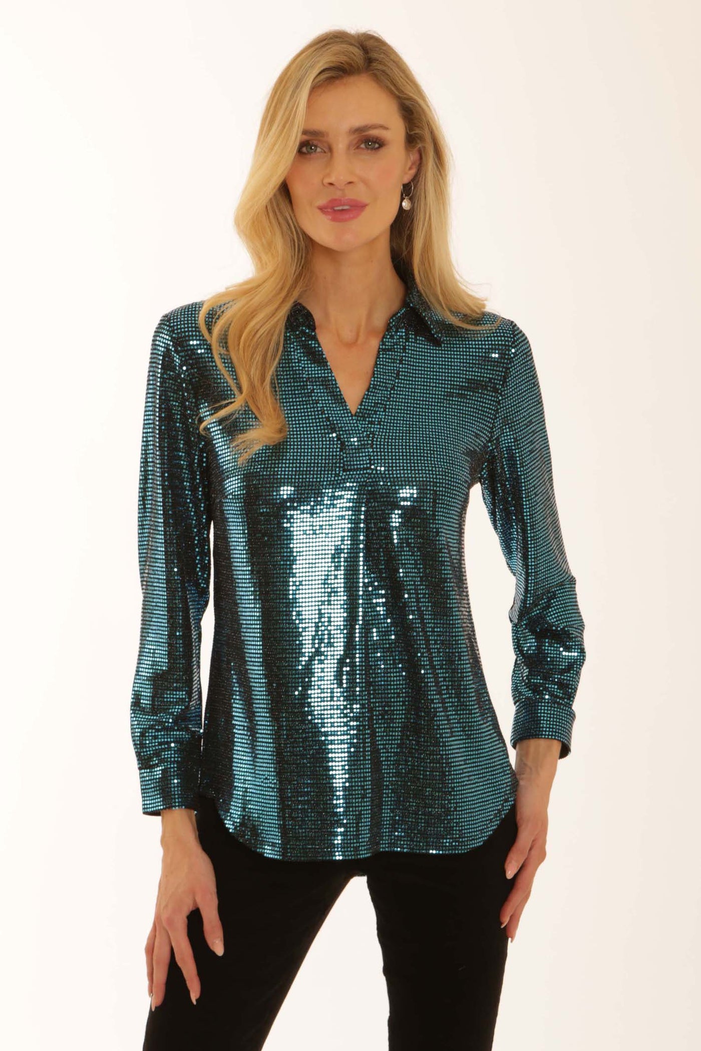 pomodoroclothingsequinstretchshirt32560peacock