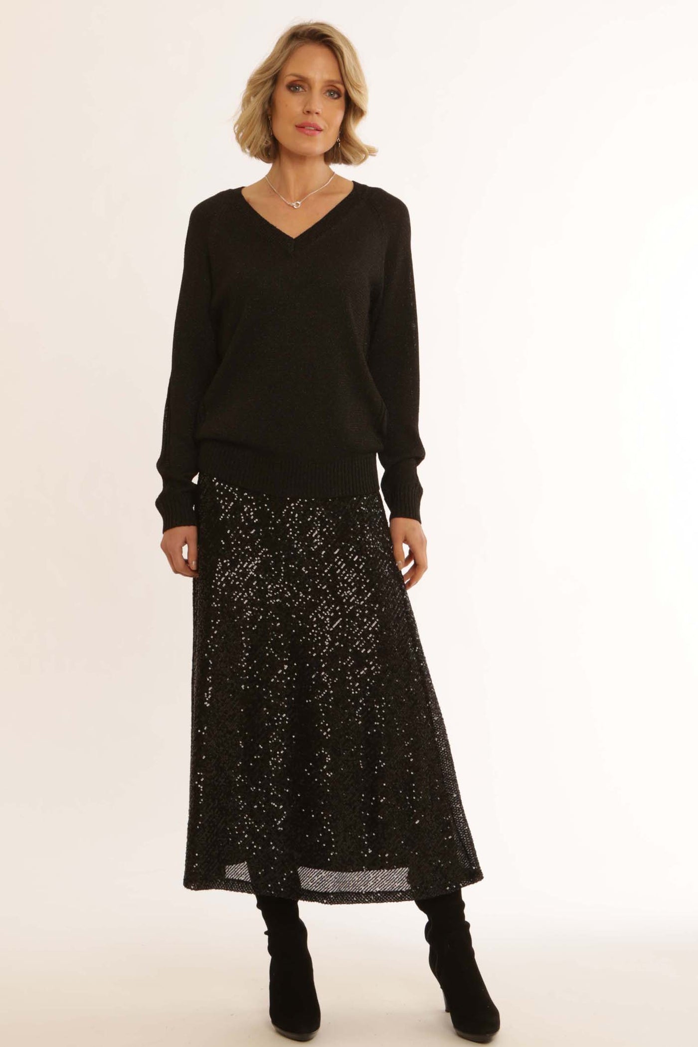 pomodoroclothingsolidsequinbiasskirt62454black