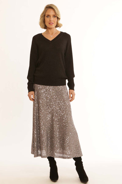 pomodoroclothingsolidsequinbiasskirt62454grey