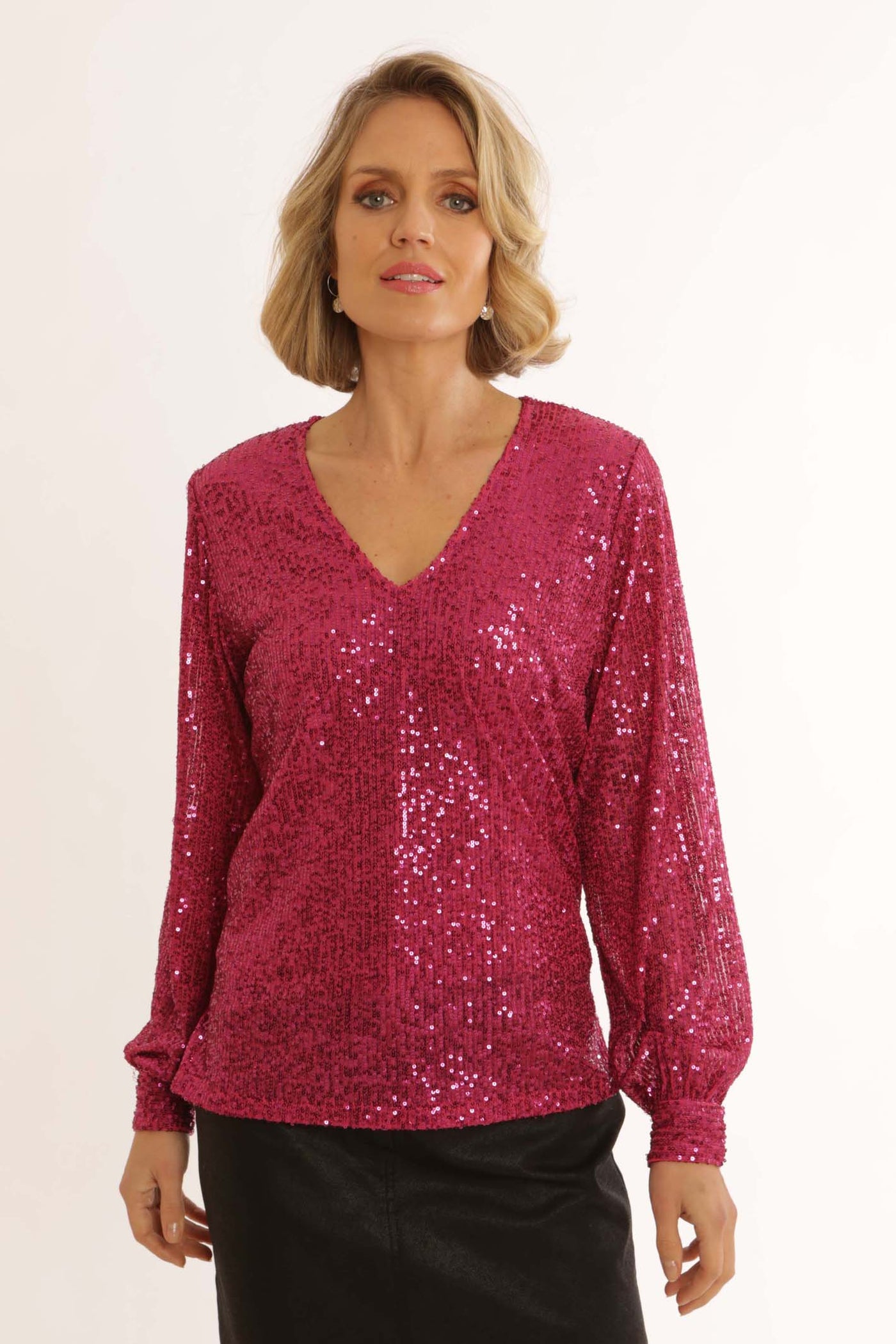 pomodoroclothingsolidsequinblouse62451pink