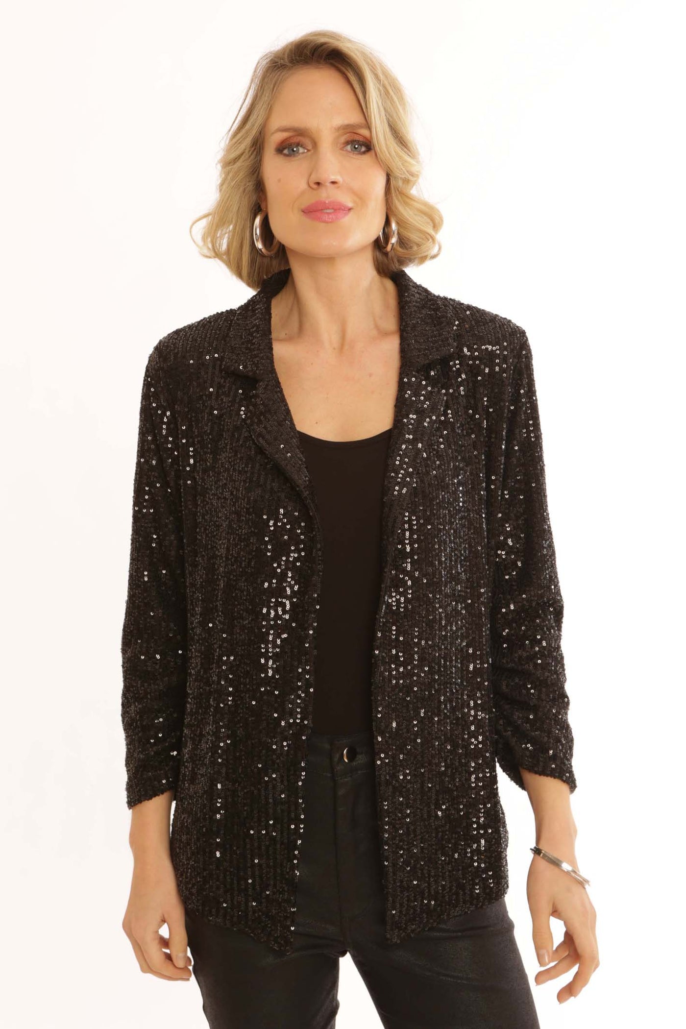 pomodoroclothingsolidsequinjacket62452black