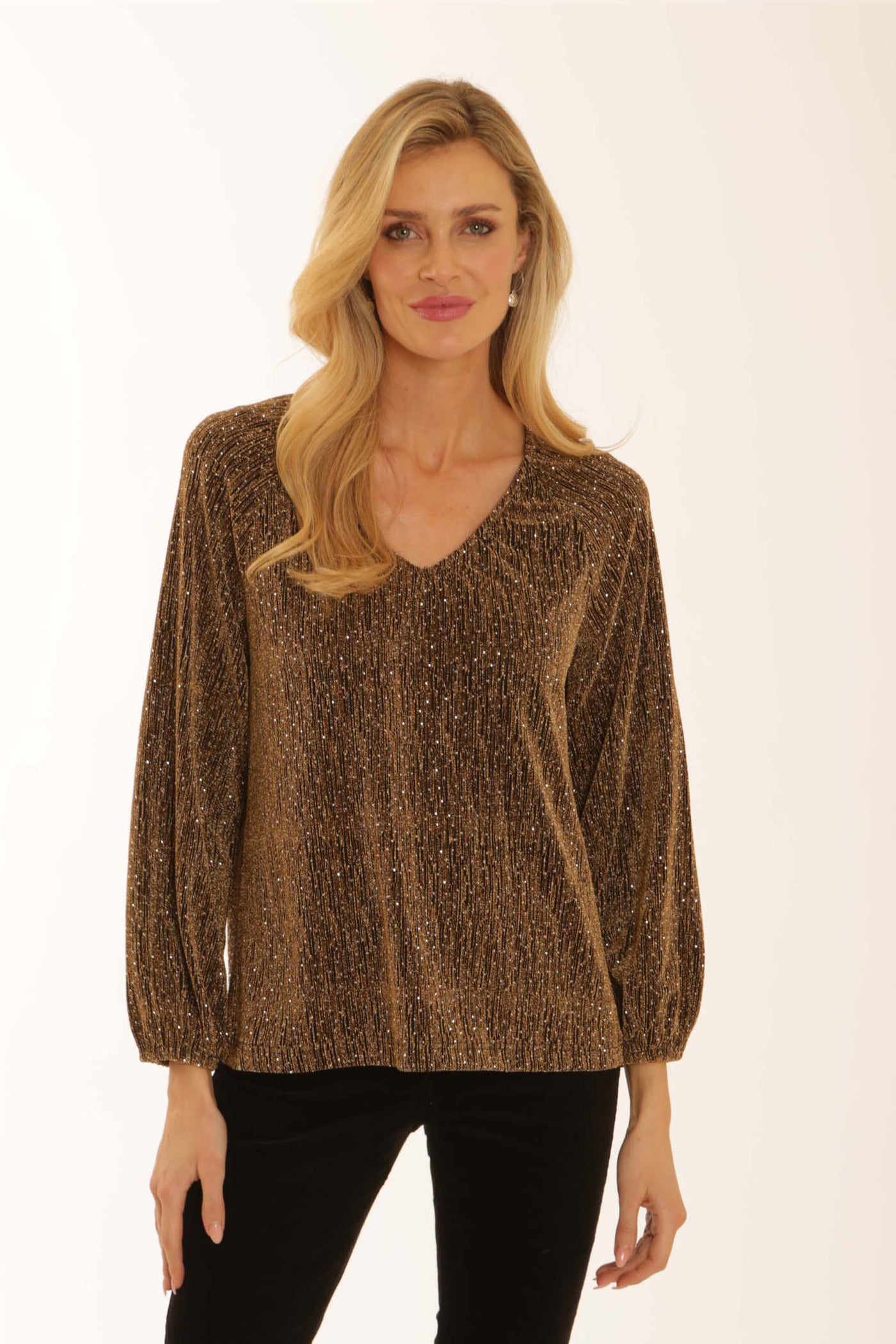 pomodoroclothingsparklevnecktopgold