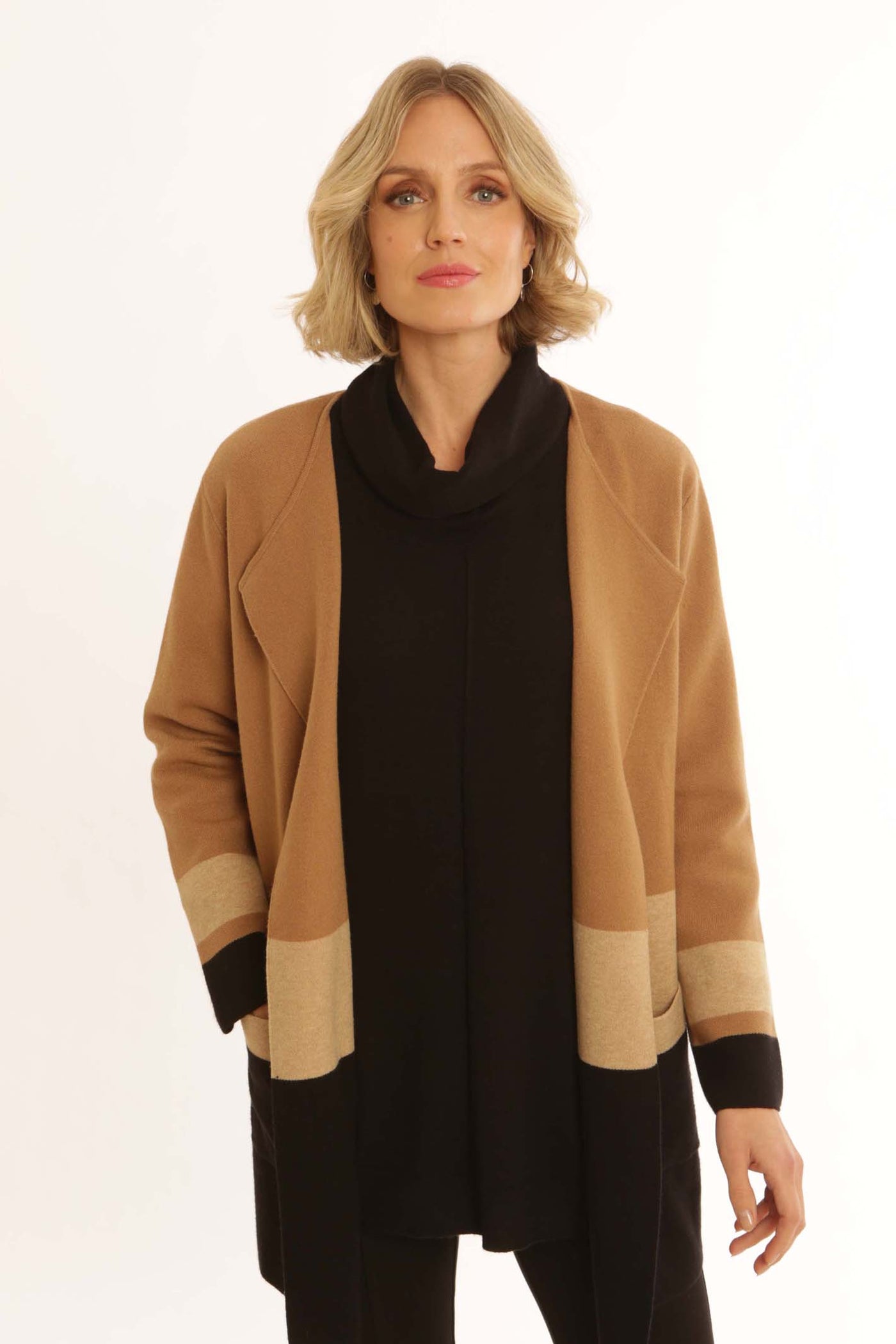 pomodoroclothingstripecardigan52451brown