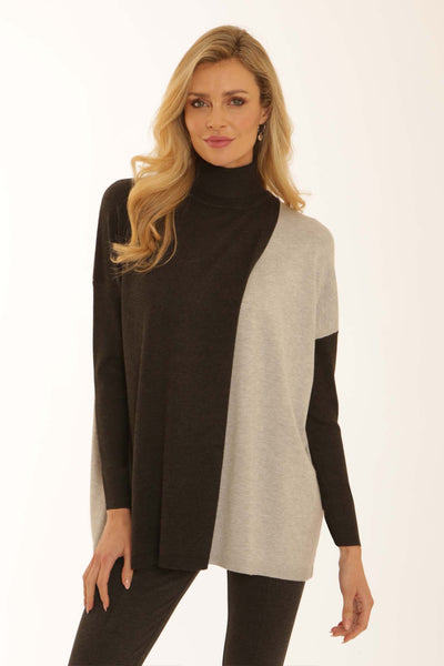 pomodoroclothingtwotoneponcho12563charcoal
