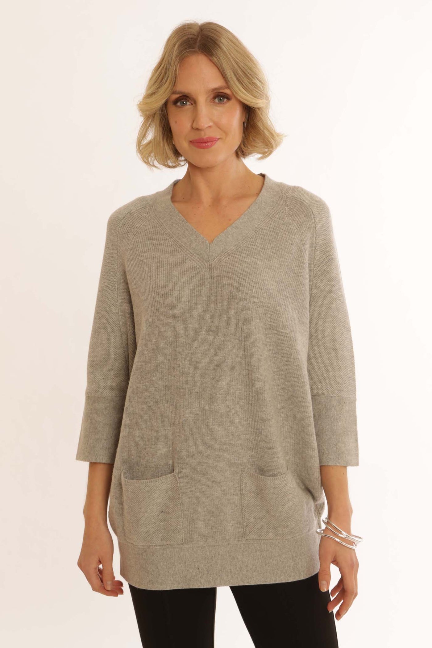 pomodoroclothingvnecktunic52452grey