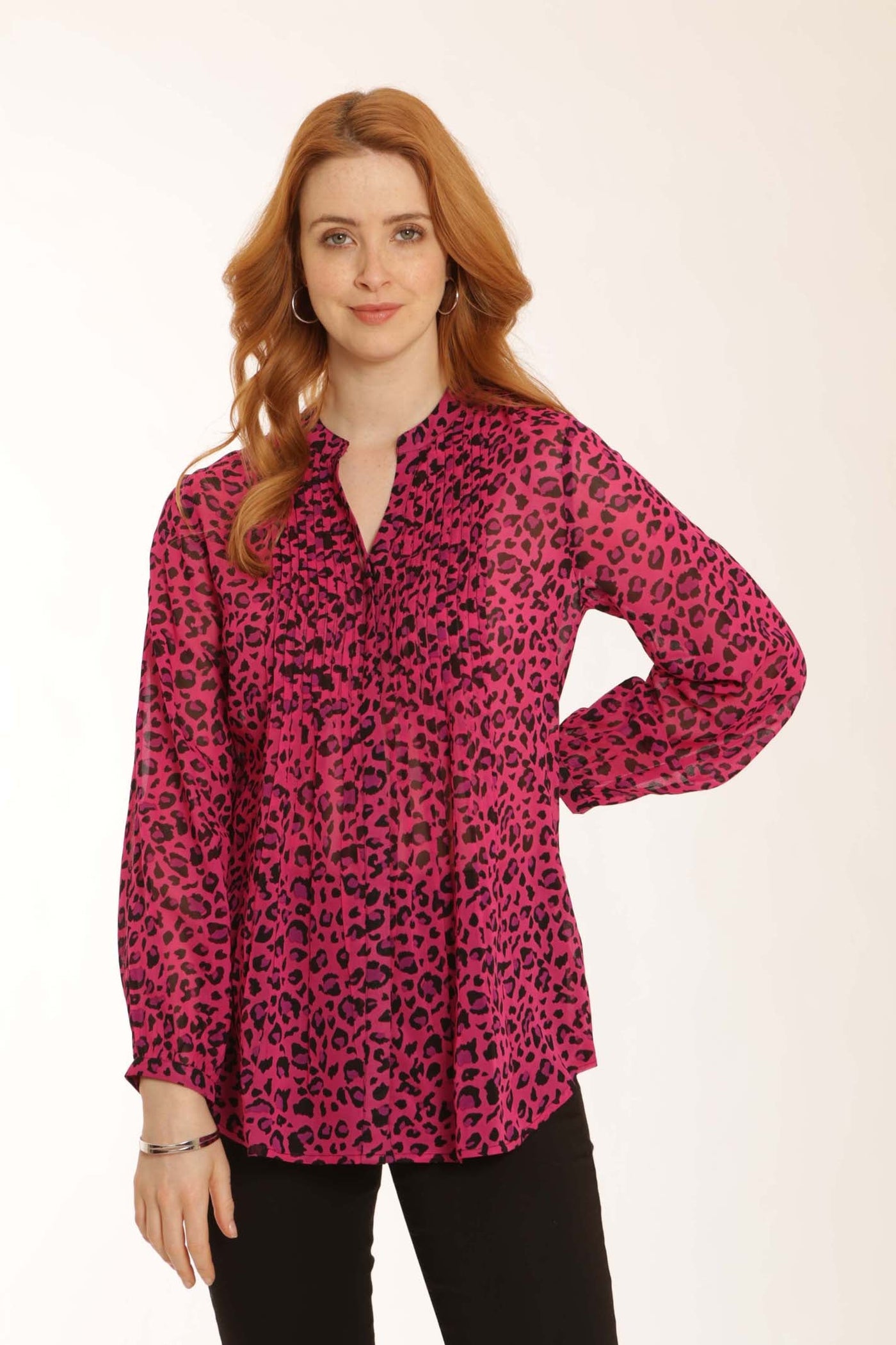 Pomodoro Clothing Leopard Blouse 72255