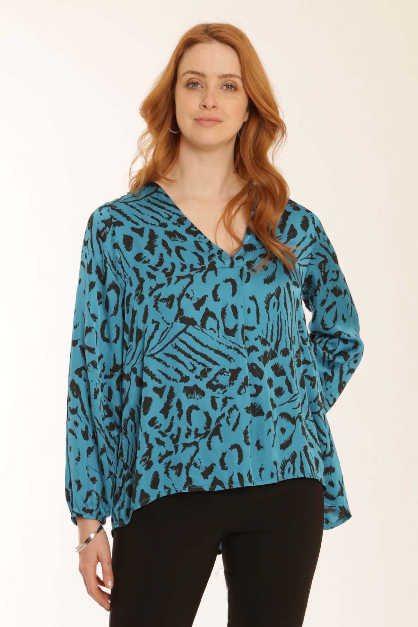 pomodoroclothingprintedartsilkblouse22256Ateal